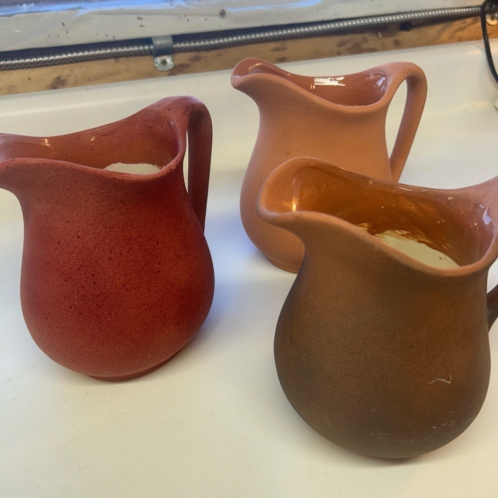 Handmade Ceramic Pitcher‎ Set - Red, Orange, and Brown